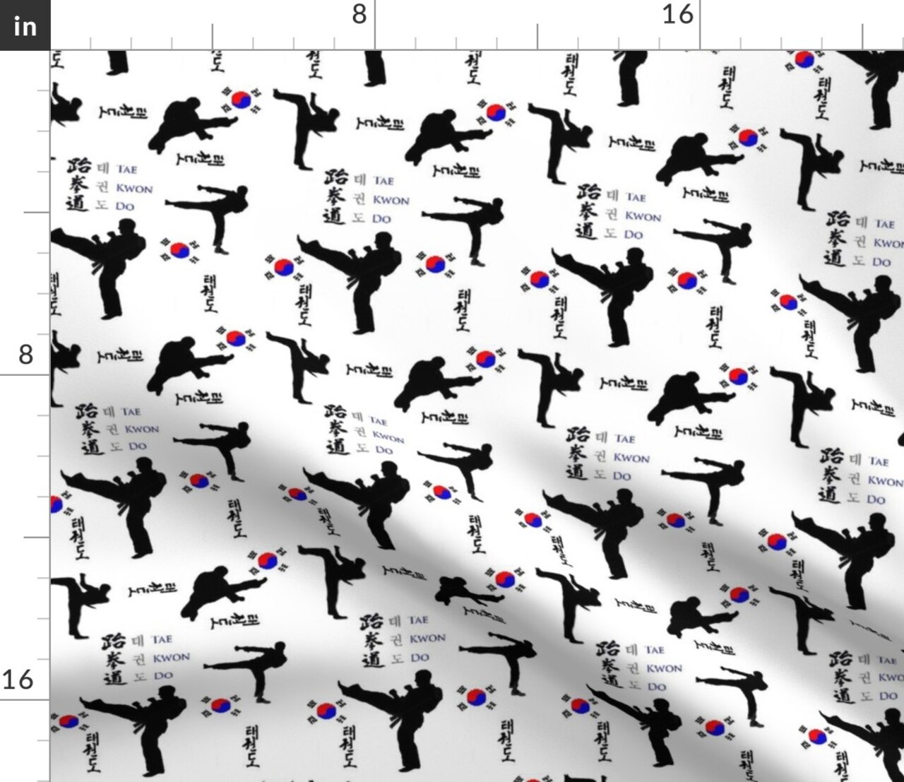Taekwondo Martial Arts Korean Fitness Health Sports Custom Printed Fabric by Spoonflower Various Fabrics by the Yard or Fat Quarter